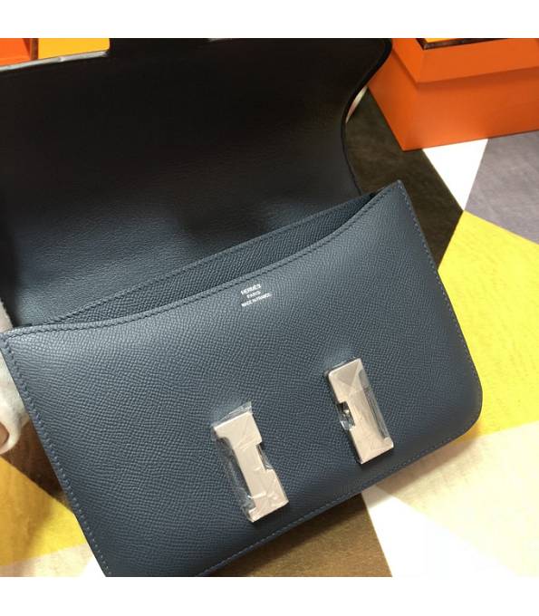 Hermes Constance 18cm Mini Bag Dark Blue Original Palm Veins Leather Silver Metal