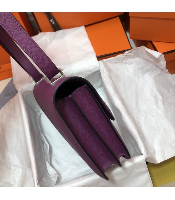 Hermes Constance 18cm Mini Bag Actinia Purple Original Palm Veins Leather Silver Metal