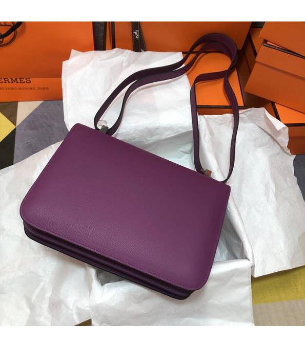 Hermes Constance 18cm Mini Bag Actinia Purple Original Palm Veins Leather Silver Metal