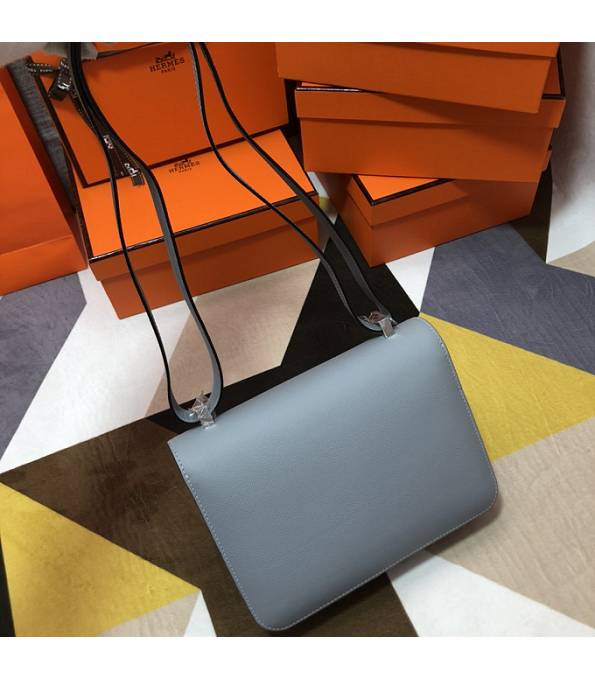Hermes Constance 18cm Mini Bag Linen Blue Original Palm Veins Leather Silver Metal