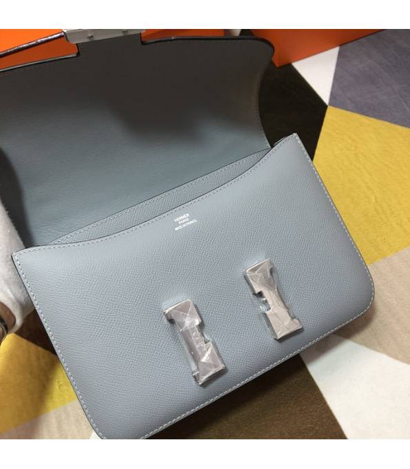Hermes Constance 18cm Mini Bag Linen Blue Original Palm Veins Leather Silver Metal