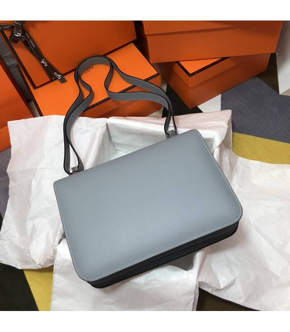 Hermes Constance 18cm Mini Bag Linen Blue Original Palm Veins Leather Silver Metal