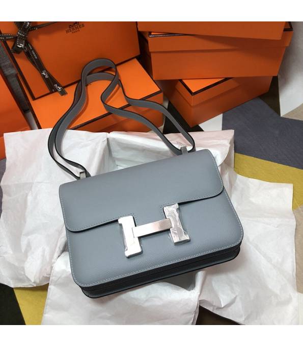 Hermes Constance 18cm Mini Bag Linen Blue Original Palm Veins Leather Silver Metal