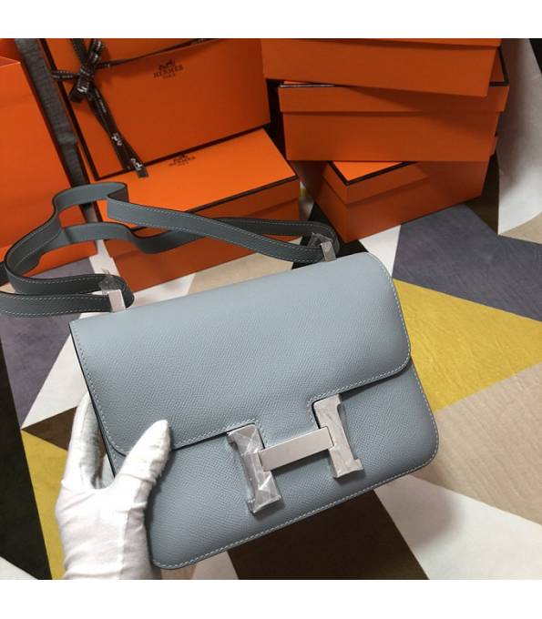 Hermes Constance 18cm Mini Bag Linen Blue Original Palm Veins Leather Silver Metal