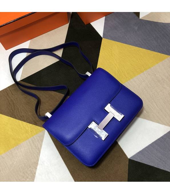 Hermes Constance 18cm Mini Bag Electric Blue Original Palm Veins Leather Silver Metal