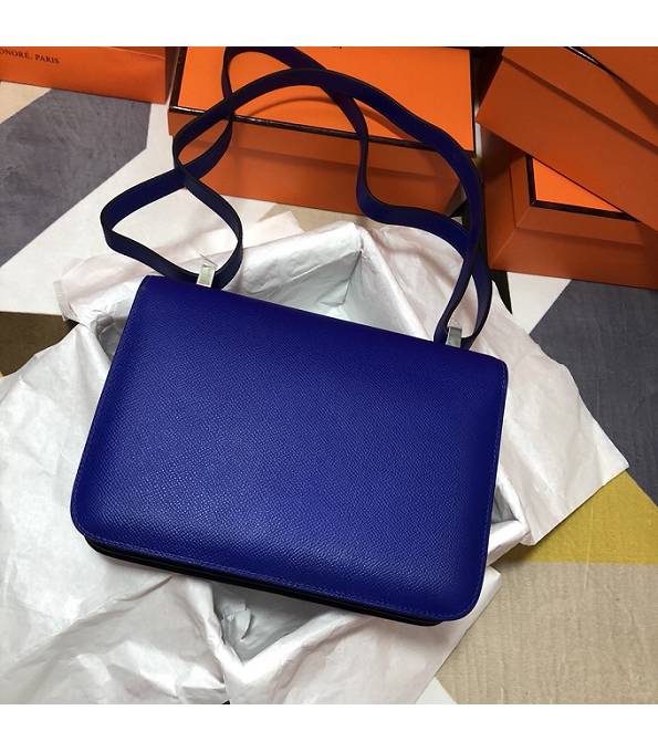 Hermes Constance 18cm Mini Bag Electric Blue Original Palm Veins Leather Silver Metal