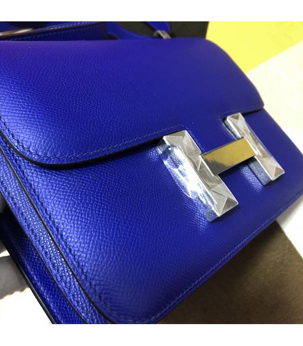 Hermes Constance 18cm Mini Bag Electric Blue Original Palm Veins Leather Silver Metal