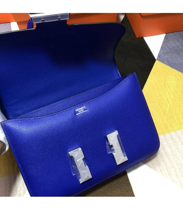 Hermes Constance 18cm Mini Bag Electric Blue Original Palm Veins Leather Silver Metal