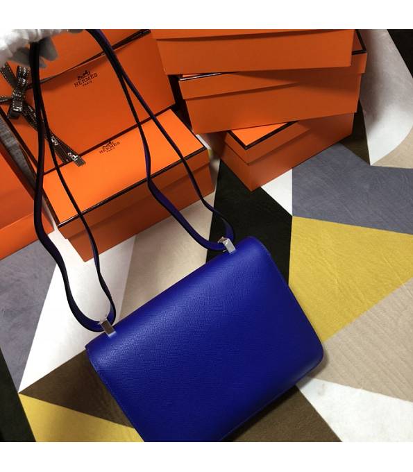 Hermes Constance 18cm Mini Bag Electric Blue Original Palm Veins Leather Silver Metal