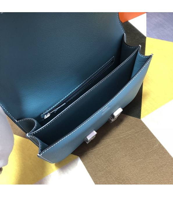 Hermes Constance 18cm Mini Bag Denim Blue Original Palm Veins Leather Silver Metal