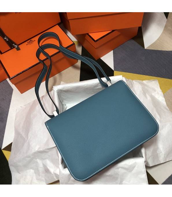 Hermes Constance 18cm Mini Bag Denim Blue Original Palm Veins Leather Silver Metal
