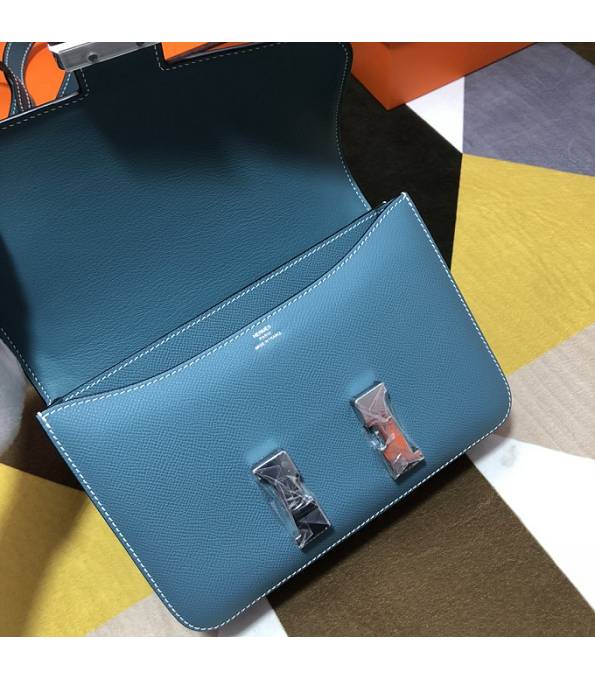 Hermes Constance 18cm Mini Bag Denim Blue Original Palm Veins Leather Silver Metal