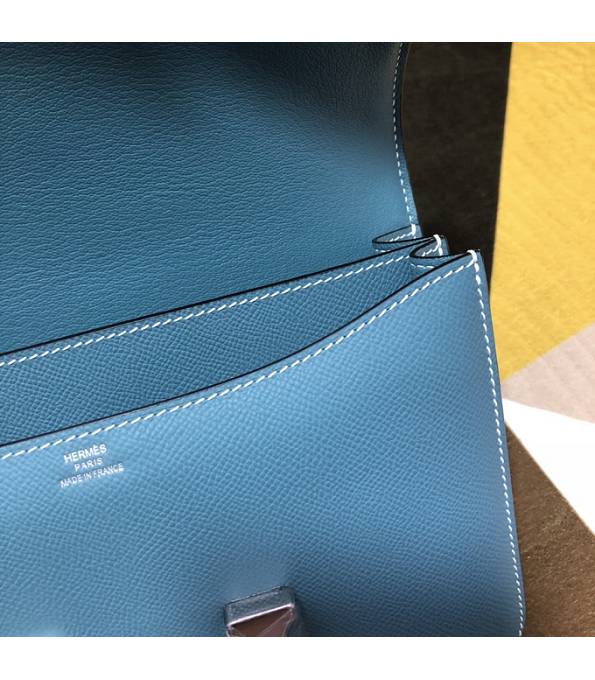 Hermes Constance 18cm Mini Bag Denim Blue Original Palm Veins Leather Silver Metal
