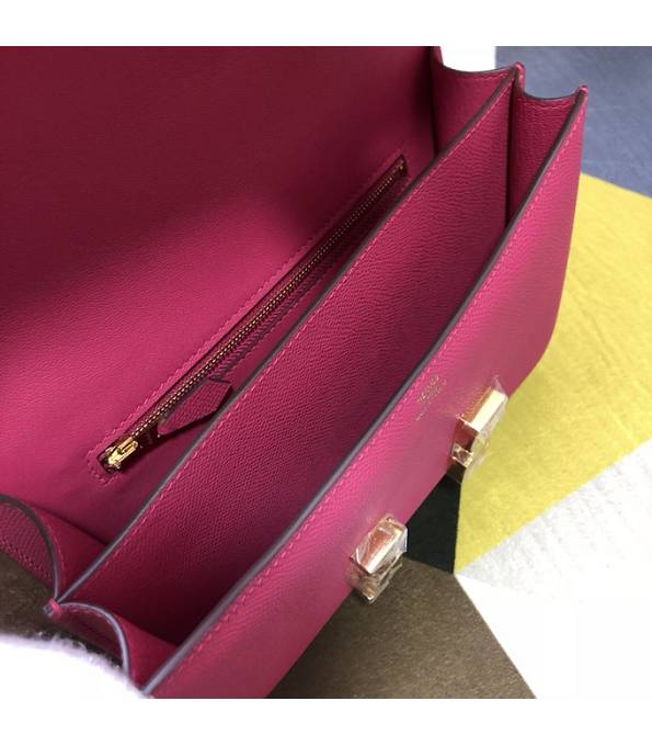Hermes Constance 18cm Mini Bag Rose Red Original Palm Veins Leather Golden Metal