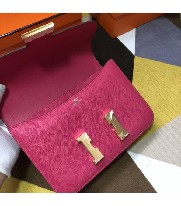 Hermes Constance 18cm Mini Bag Rose Red Original Palm Veins Leather Golden Metal
