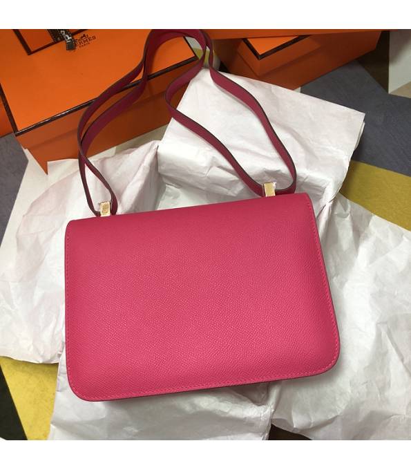 Hermes Constance 18cm Mini Bag Rose Red Original Palm Veins Leather Golden Metal