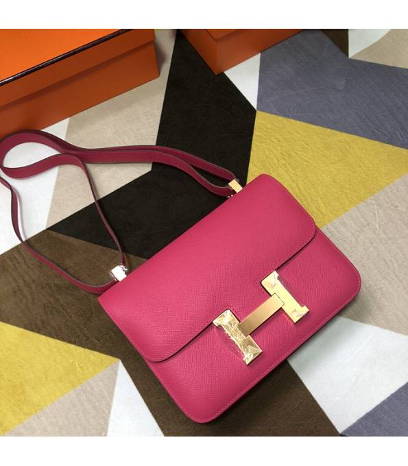 Hermes Constance 18cm Mini Bag Rose Red Original Palm Veins Leather Golden Metal