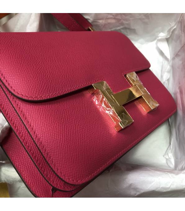 Hermes Constance 18cm Mini Bag Rose Red Original Palm Veins Leather Golden Metal