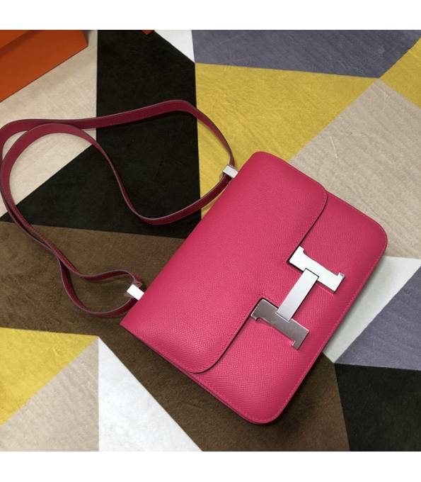Hermes Constance 18cm Mini Bag Rose Red Original Palm Veins Leather Silver Metal
