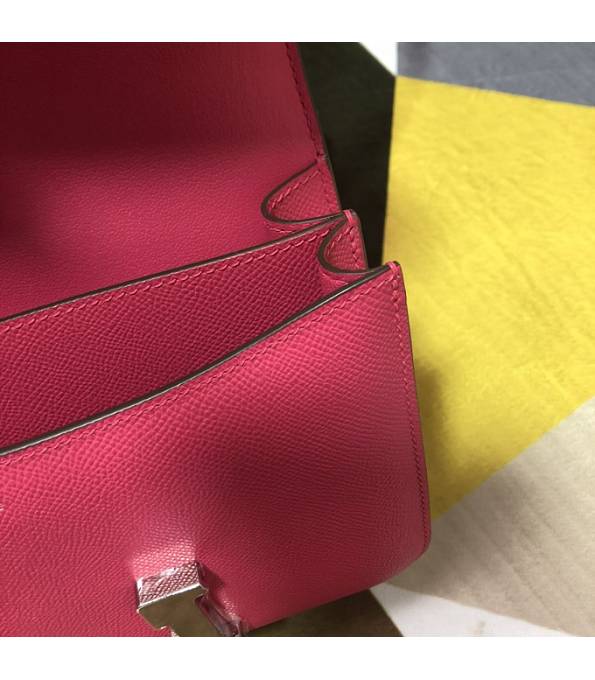 Hermes Constance 18cm Mini Bag Rose Red Original Palm Veins Leather Silver Metal