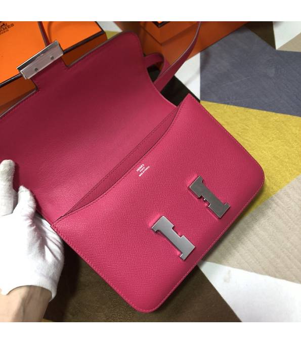 Hermes Constance 18cm Mini Bag Rose Red Original Palm Veins Leather Silver Metal