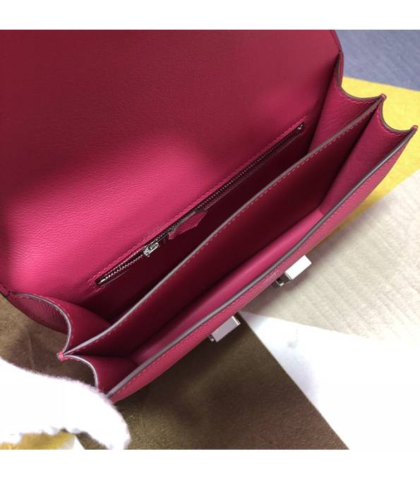 Hermes Constance 18cm Mini Bag Rose Red Original Palm Veins Leather Silver Metal