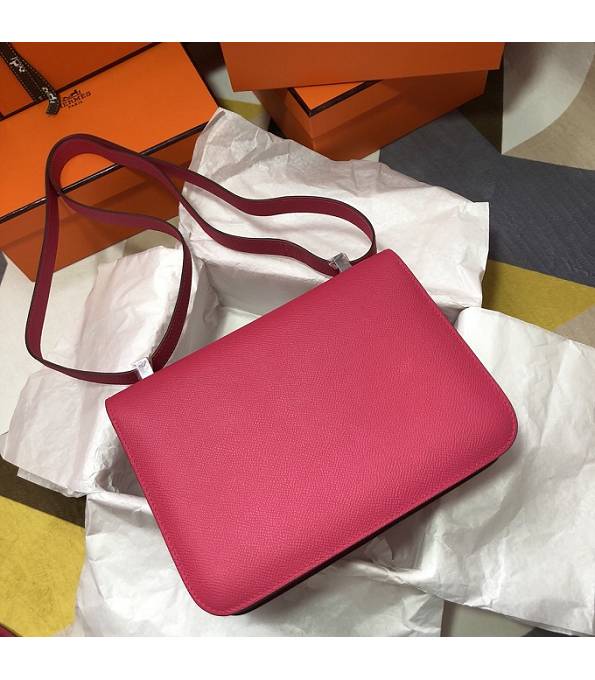 Hermes Constance 18cm Mini Bag Rose Red Original Palm Veins Leather Silver Metal