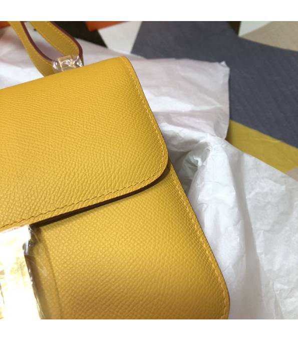 Hermes Constance 18cm Mini Bag Amber Yellow Original Palm Veins Leather Golden Metal