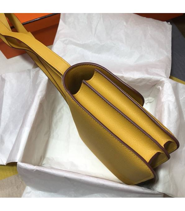 Hermes Constance 18cm Mini Bag Amber Yellow Original Palm Veins Leather Golden Metal