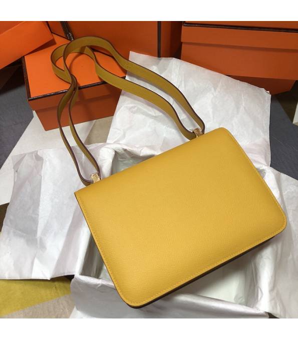 Hermes Constance 18cm Mini Bag Amber Yellow Original Palm Veins Leather Golden Metal