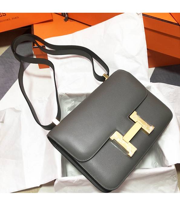 Hermes Constance 18cm Mini Bag Etain Grey Original Palm Veins Leather Golden Metal