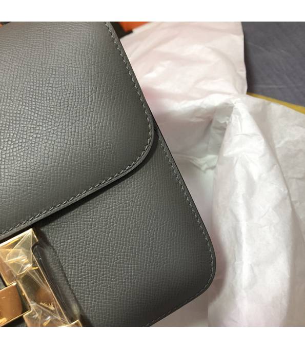 Hermes Constance 18cm Mini Bag Etain Grey Original Palm Veins Leather Golden Metal