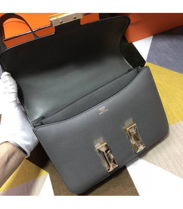 Hermes Constance 18cm Mini Bag Etain Grey Original Palm Veins Leather Golden Metal