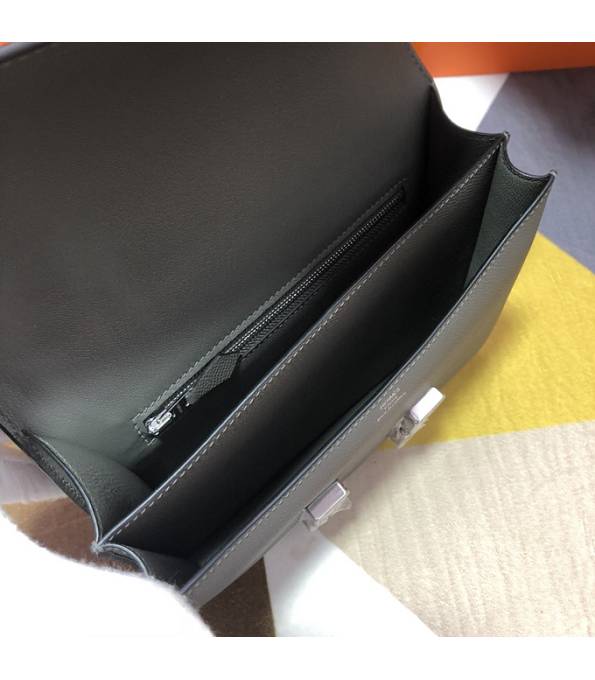 Hermes Constance 18cm Mini Bag Etain Grey Original Palm Veins Leather Silver Metal