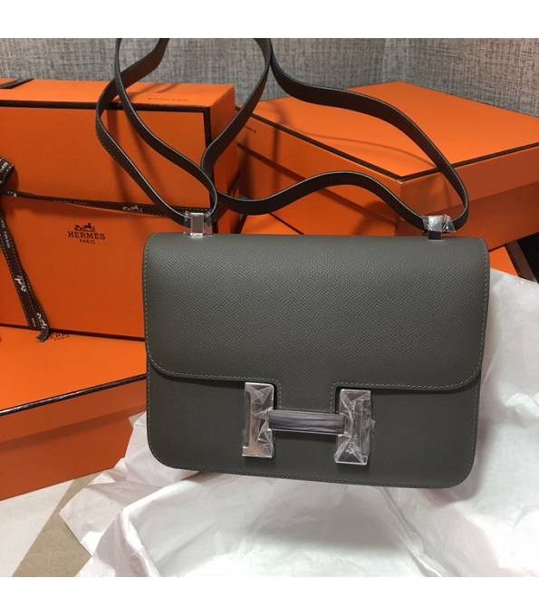 Hermes Constance 18cm Mini Bag Etain Grey Original Palm Veins Leather Silver Metal