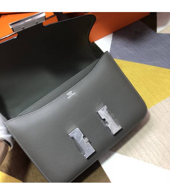 Hermes Constance 18cm Mini Bag Etain Grey Original Palm Veins Leather Silver Metal