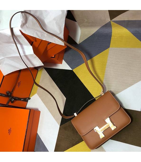 Hermes Constance 18cm Mini Bag Brown Original Palm Veins Leather Golden Metal