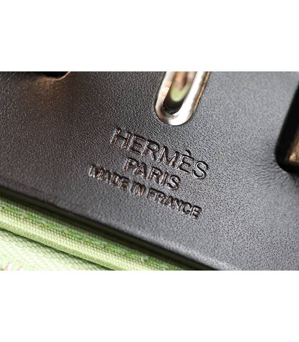 Hermes Herbag Apple Green Canvas With Black Original Leather 31 Zip Tote Handbag