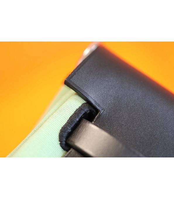 Hermes Herbag Apple Green Canvas With Black Original Leather 31 Zip Tote Handbag