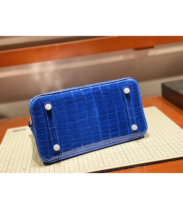 Hermes Birkin 25cm Bag Electric Blue Real Croc Leather Silver Metal