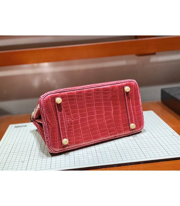 Hermes Birkin 25cm Bag Peach Real Croc Leather Golden Metal