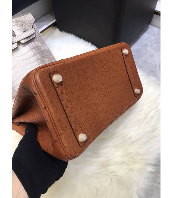 Hermes Birkin 30cm Bag Golden Brown Real Ostrich Leather Golden Metal