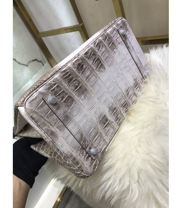 Hermes Birkin 35cm Bag White/Grey Real Croc Leather Silver Metal