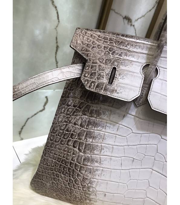 Hermes Birkin 35cm Bag White/Grey Real Croc Leather Silver Metal