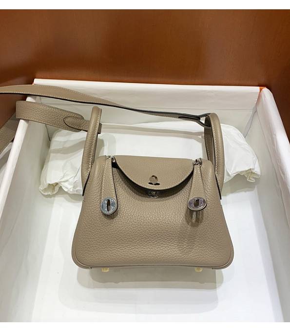 Hermes Mini Lindy 18cm Bag Apricot Original Togo Calfskin Leather Silver Metal