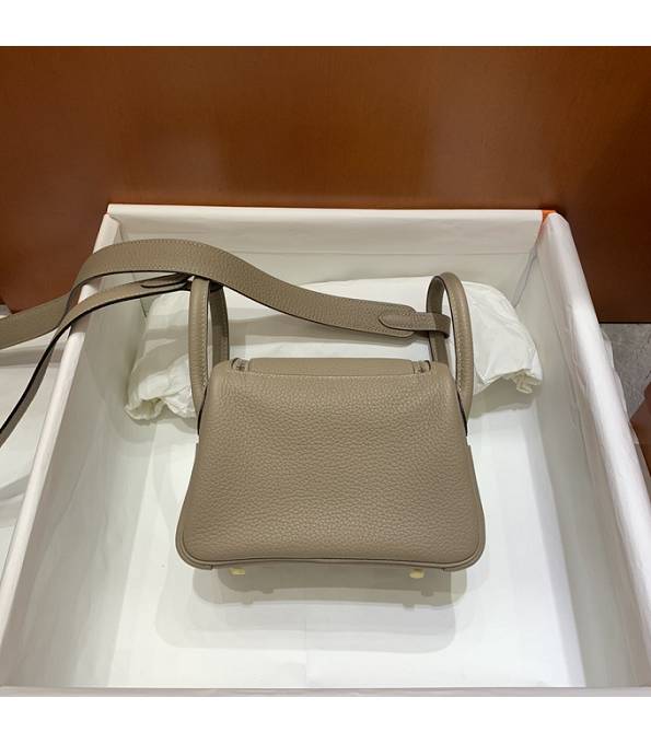 Hermes Mini Lindy 18cm Bag Apricot Original Togo Calfskin Leather Silver Metal