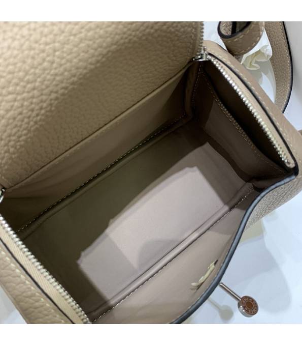 Hermes Mini Lindy 18cm Bag Apricot Original Togo Calfskin Leather Silver Metal