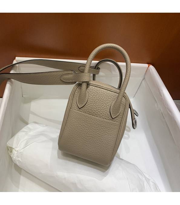 Hermes Mini Lindy 18cm Bag Apricot Original Togo Calfskin Leather Silver Metal