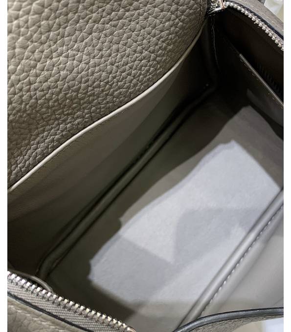 Hermes Mini Lindy 18cm Bag Etain Grey Original Togo Calfskin Leather Silver Metal