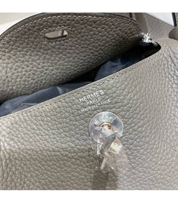 Hermes Mini Lindy 18cm Bag Etain Grey Original Togo Calfskin Leather Silver Metal